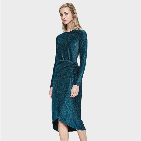 Stelen Dresses & Skirts - Stelen Midi Longsleeve Teal Metallic Dress